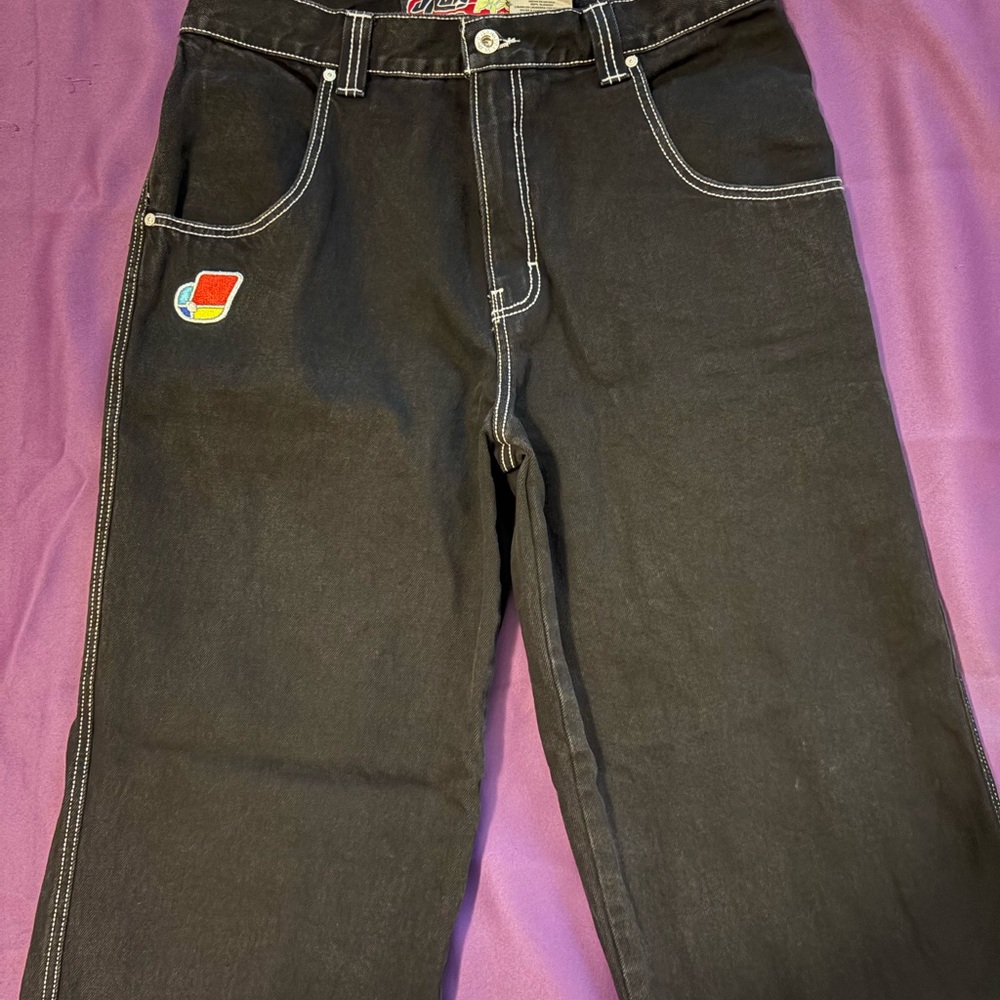 Mens JNCO Jeans Black Wide Leg 36/32